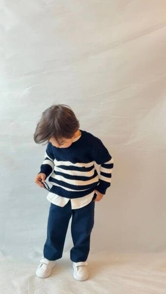 Asarkids Gömlek Detaylı Triko Takım - Lacivert