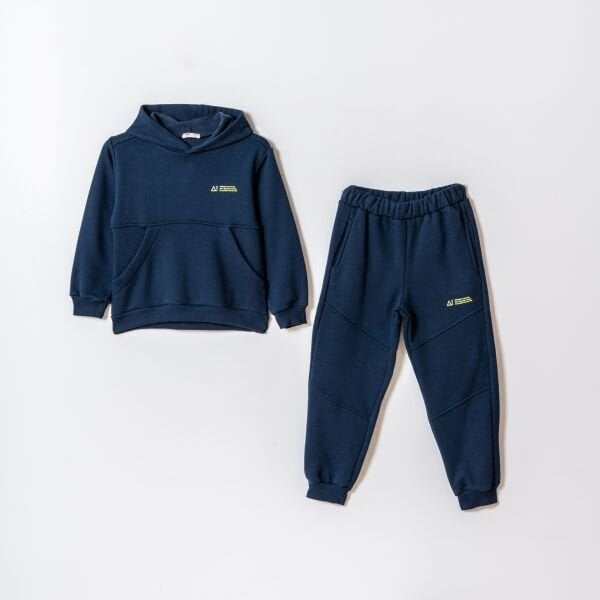 Basic Kapüşonlu Şardonlu Takım - Lacivert
