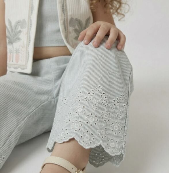 Asarkids Fisto Paçalı Yelekli Nakışlı 3'lü Takım - Beyaz Yeşil