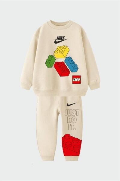 Lego Baskılı Takım - Krem