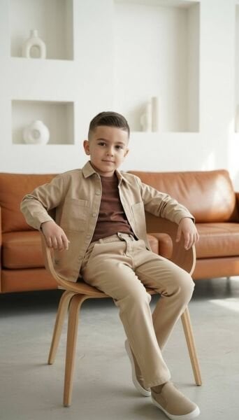 Asarkids Ceket ve Pantolon 3'lü Set - Krem