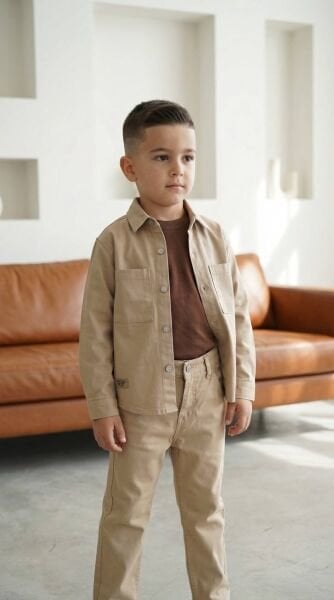 Asarkids Ceket ve Pantolon 3'lü Set - Krem