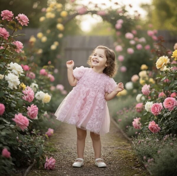 Asarkids Güllü Tül Zarif Elbise - Pembe