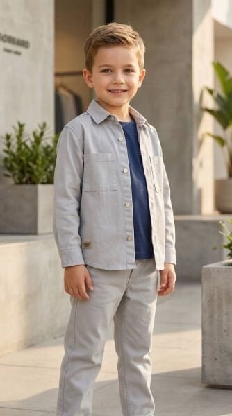 Asarkids Ceket ve Pantolon 3'lü Set - Gri