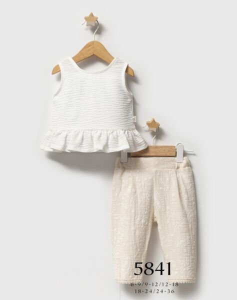 Asarkids Brode Nakışlı 2'li Takım - Beyaz Krem