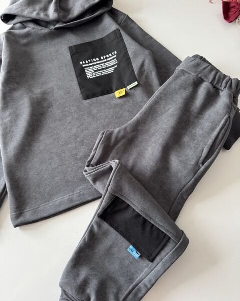 Yıkama Kumaşlı Tarz Takım - Füme