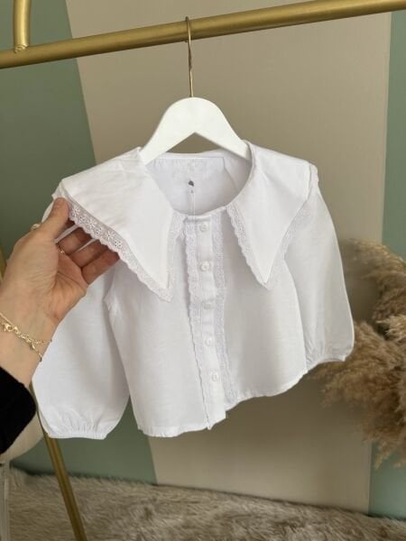 Kiraz Asarkids Yaka Nakışlı Gömlek - Beyaz