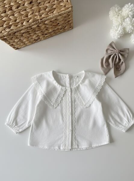 Kiraz Asarkids Yaka Nakışlı Gömlek - Beyaz