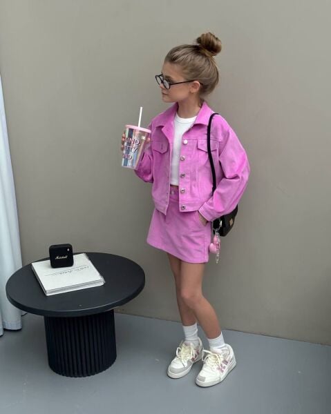 La'ciel Paris Kadife Ceketli Takım - Pembe