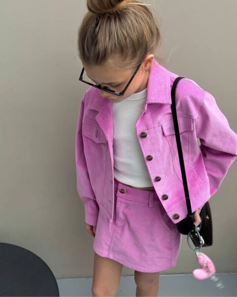 La'ciel Paris Kadife Ceketli Takım - Pembe