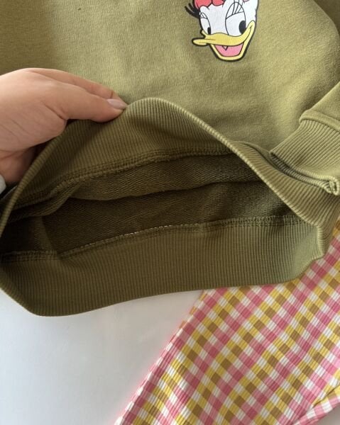 Karakterli Altı Kareli Taytlı Takım - Yeşil