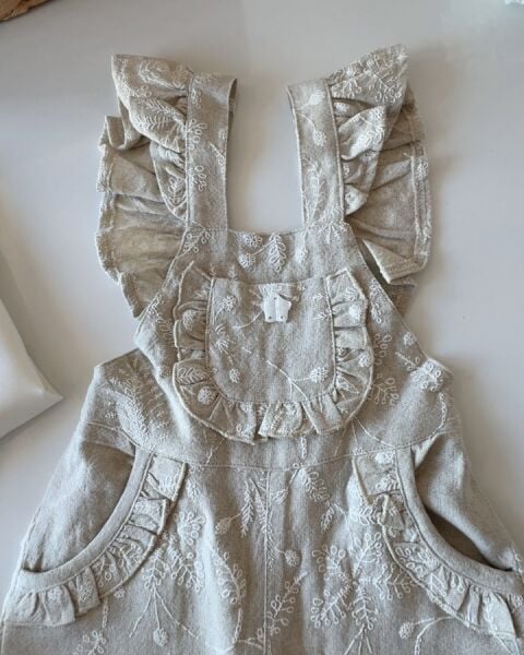 Brode Kumaş Salopet  - Bej