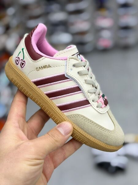 Asarkids 3 Çizgili Kiraz Spor Ayakkabı - Tabanı Sarı