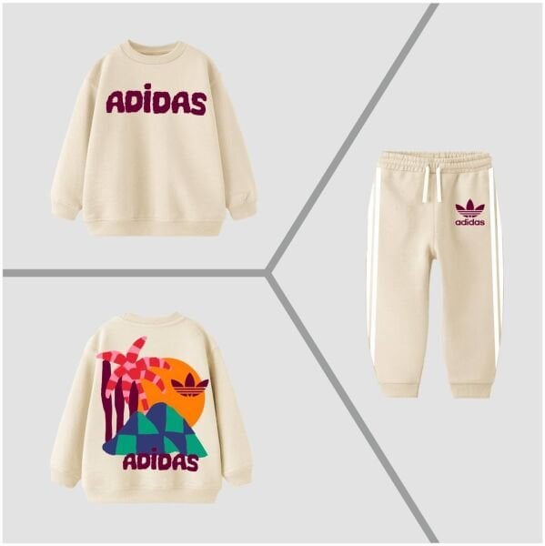 3 Çizgili Piramit Takım - Krem