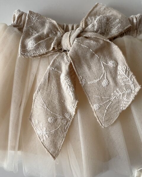 Brode Nakış İşlemeli Tütü Etekli Ceketli 3'li Takım - Bej