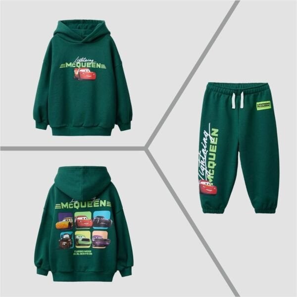 Araba Baskılı Kapüşonlu Takım - Yeşil