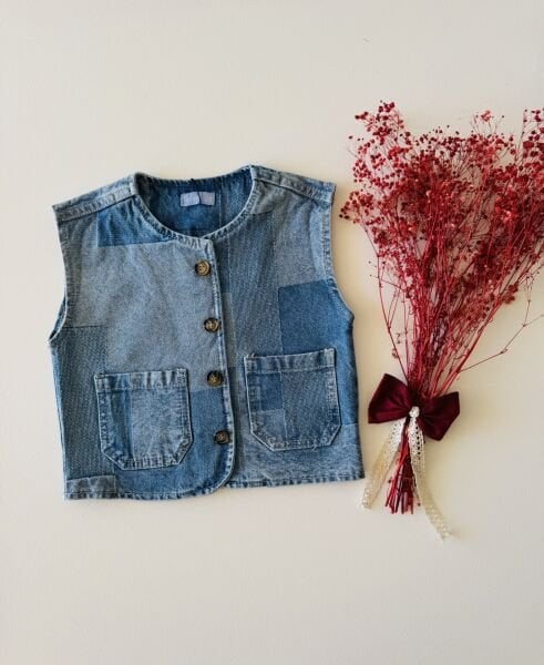 La’ciel Denim Bloklu Yelek  -  Mavi