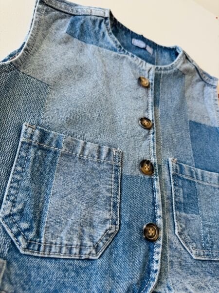 La’ciel Denim Bloklu Yelek  -  Mavi