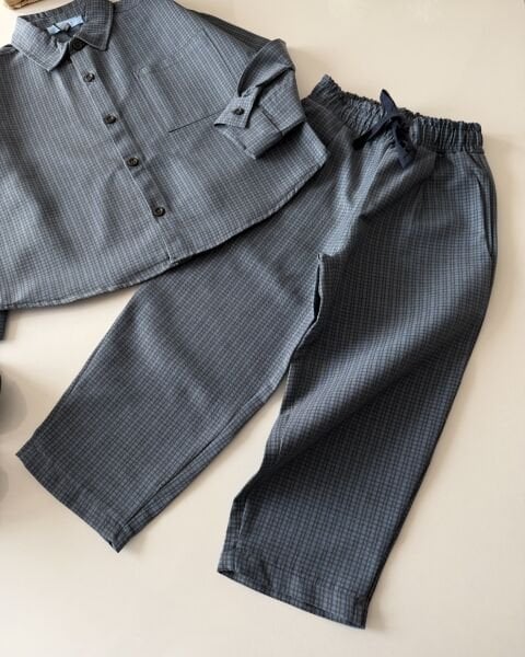 Asarkids La'ciel Paris Dokuma Gömlekli Pantolonlu Takım - Lacivert