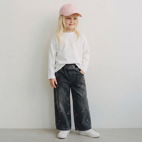 Asarkids La'ciel Paris  Fiyonk Nakışlı Pantolon - Füme