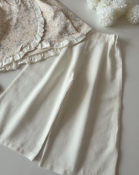 Asarkids Retro Çiçek Desenli 2'li Takım - Beyaz