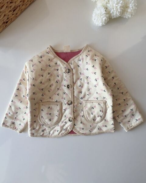 Pıtır Çiçekli Kapitone Ceket - Pembe Çiçekli