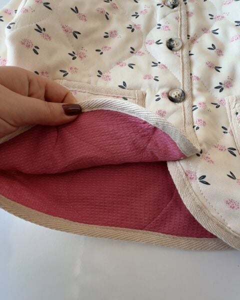 Pıtır Çiçekli Kapitone Ceket - Pembe Çiçekli