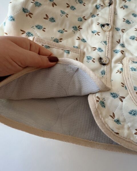 Pıtır Çiçekli Kapitone Ceket - Mavi Çiçekli