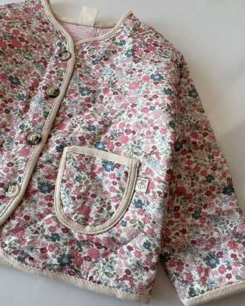 Pıtır Çiçekli Kapitone Ceket - Çok Çiçekli