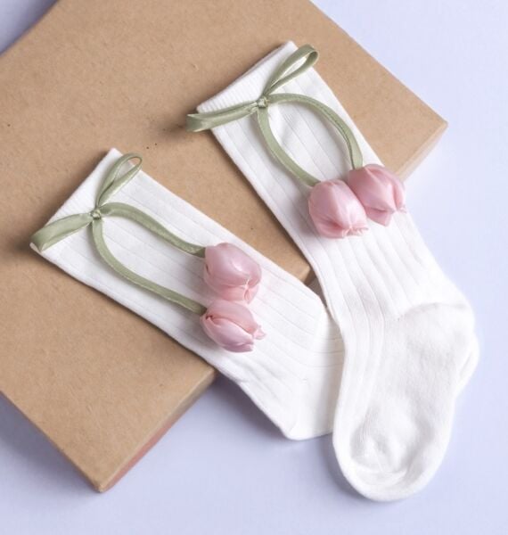 Asarkids  Lale Aplikeli Çorap - Pembe