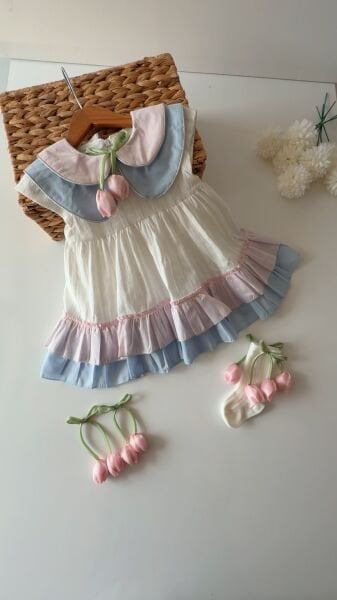 Asarkids  Lale Aplikeli Elbise - Krem